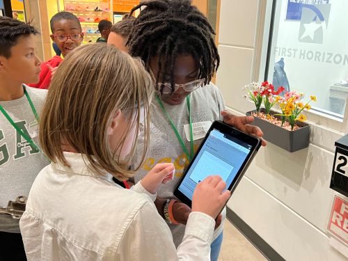 Students work together in JA BizTown.